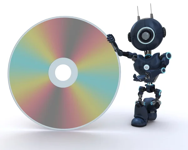 Android with DVD Disc — Stock Photo, Image