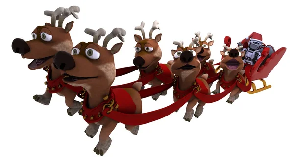 Robot withsleigh and reindeer — Stock Photo, Image