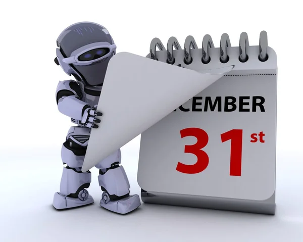Robot with a calender — Stock Photo, Image