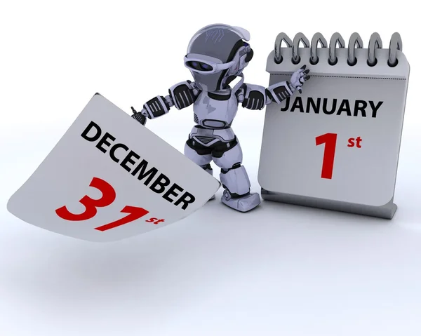 Robot with a calender — Stock Photo, Image