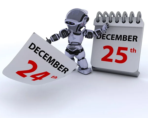 Robot with a calender — Stock Photo, Image