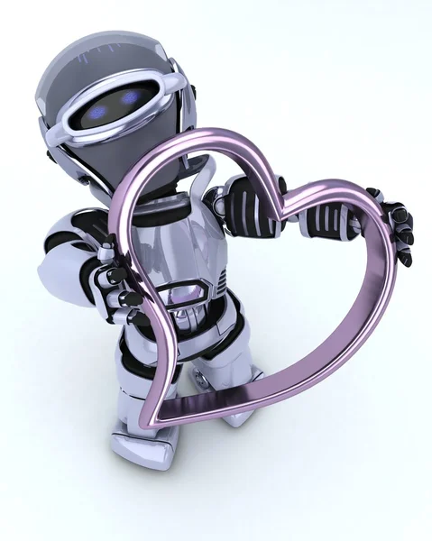 Robot med hjärta charm — Stockfoto