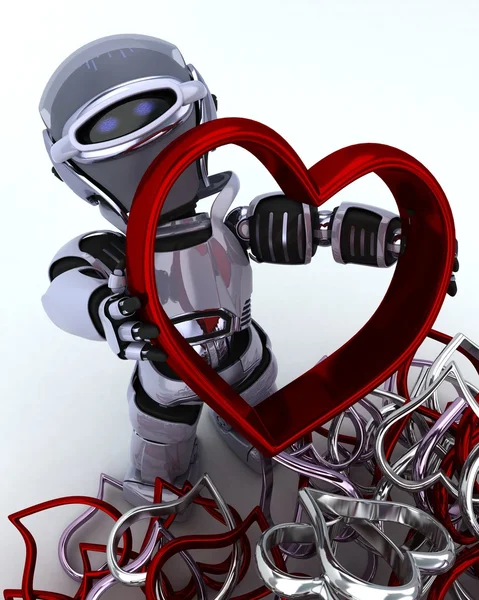 Robot with heart charm — Stock Photo, Image