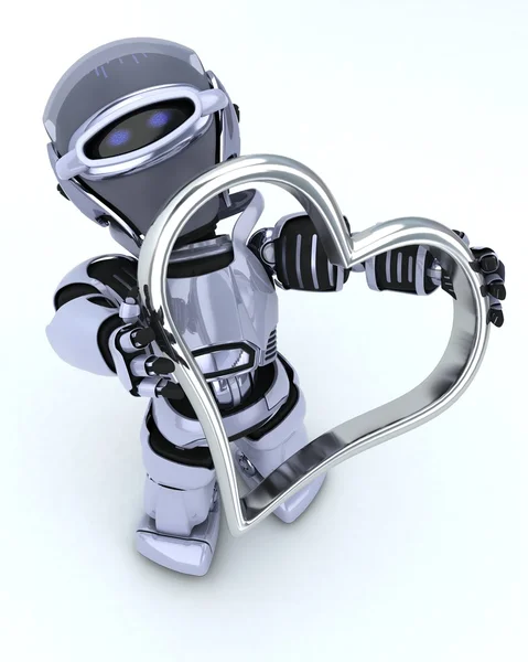 Robot med hjärta charm — Stockfoto