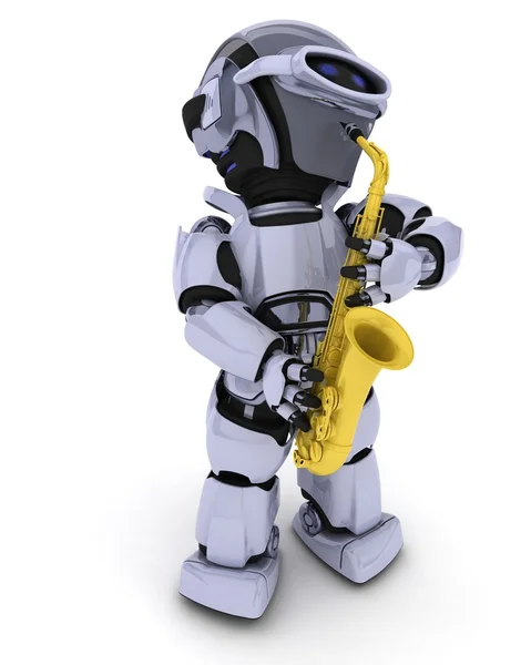 Robot playing the saxophone — Stock Photo, Image