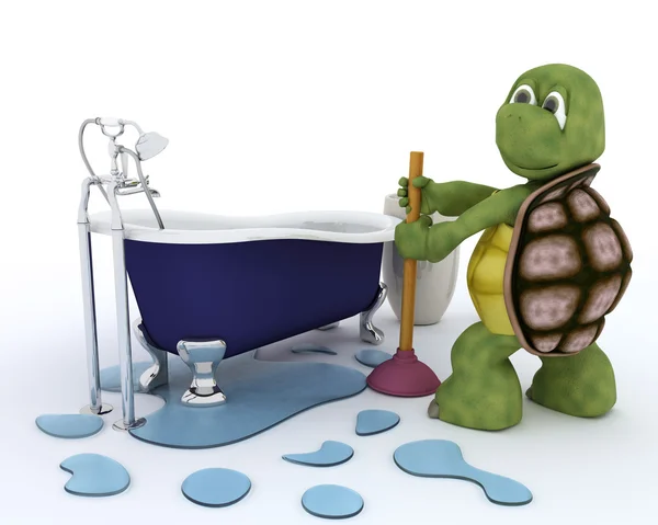 Tortoise plumbing contractor — Stock Photo, Image