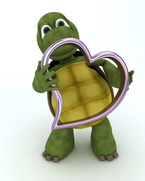 Tortoise with heart charm — Stock Photo, Image