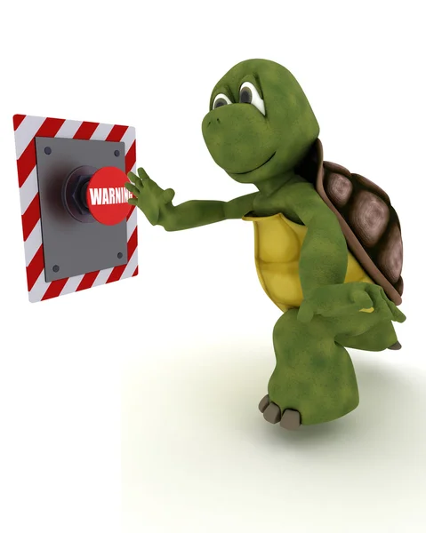 Schildpad drukken op een knop — Stockfoto