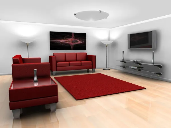 Moderním stylem minimalistický obývací — Stock fotografie
