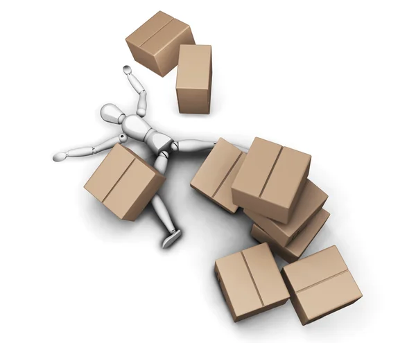 Man under boxes — Stock Photo, Image