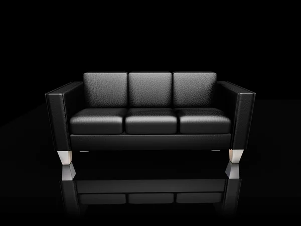 Couro preto settee — Fotografia de Stock