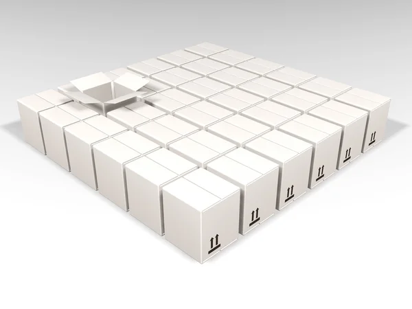 Caja blanca abierta — Foto de Stock