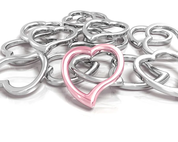 Metallic hearts — Stock Photo, Image