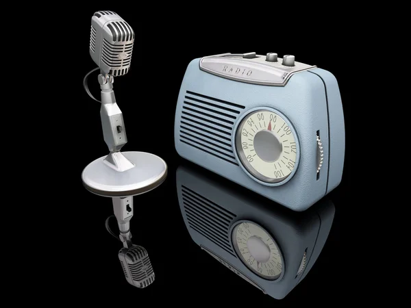 Retro mikrofon och radio — Stockfoto