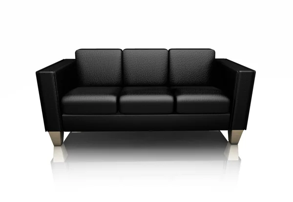 Schwarzes Ledersofa — Stockfoto