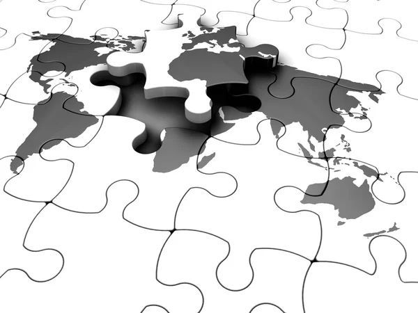 Jigsaw of the world with a piece missing — Stock Photo, Image