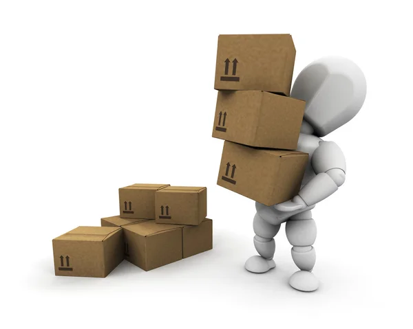 Person carrying boxes — Stock Photo, Image