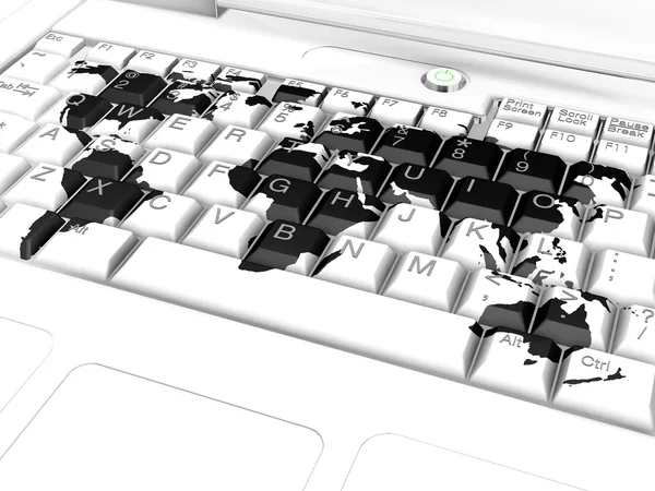 Keyboard with a world map — Stock Photo, Image