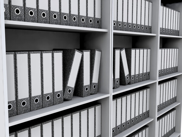 Files on bookshelves