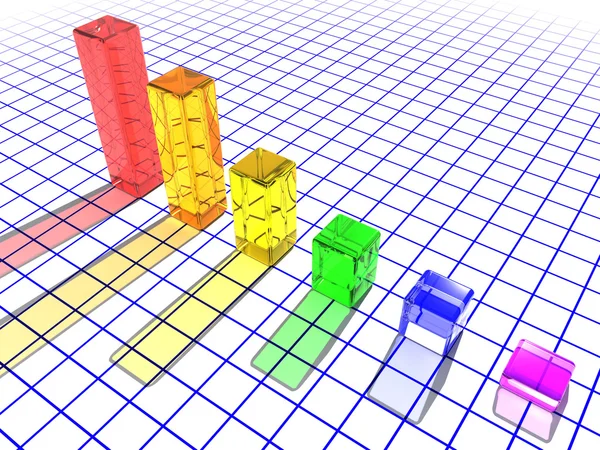 Gráfico de barras de vidro 3D — Fotografia de Stock