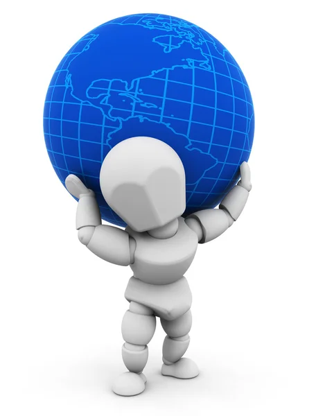 Person med globe — Stockfoto