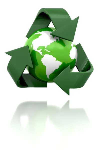 Globus mit Recycling-Symbol — Stockfoto