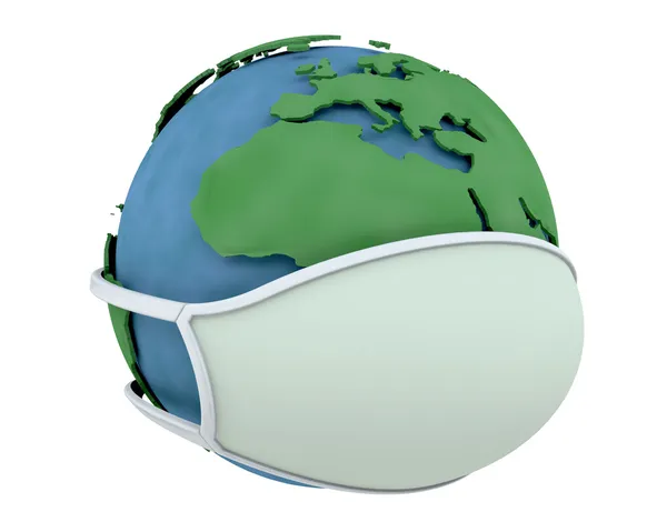 Globe in face mask — Stock Photo, Image
