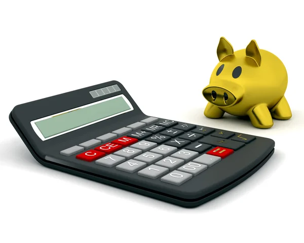 Piggy bank and calculator — Stock Photo, Image