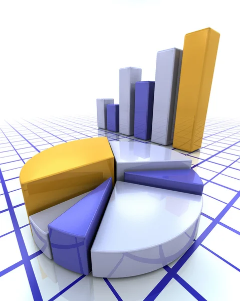 Gráfico de barras y gráfico circular — Foto de Stock