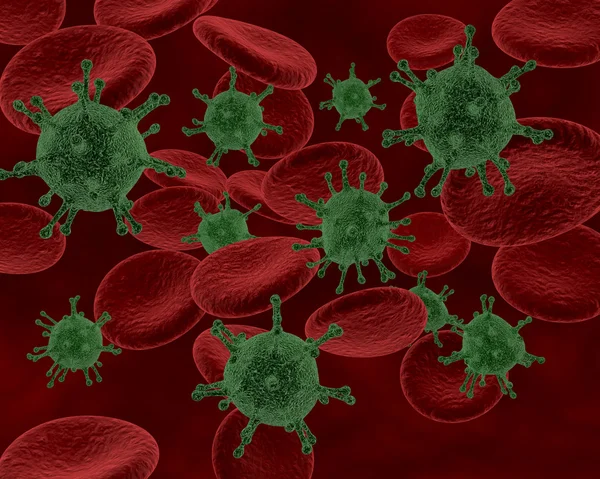 Blood cells and bacteria — Stock Photo, Image