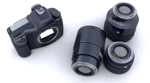 Digital SLR Camera Body and Lenses — Stock Photo, Image