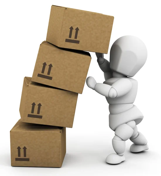 Person holding up boxes Stock Photo