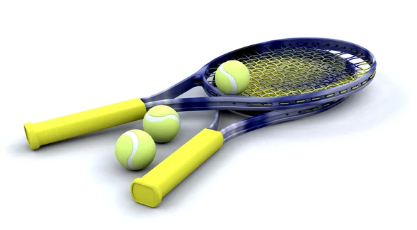 Tennis racquets and balls — Stock Photo, Image