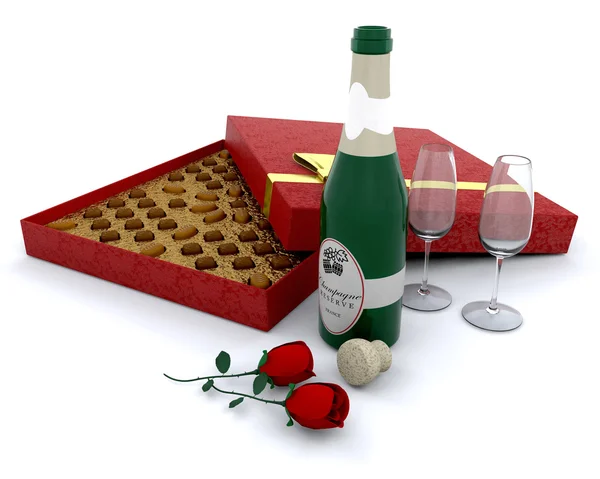 Champagne och choklad — Stockfoto