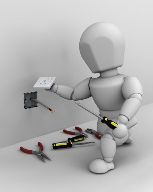 Elektrikçi elektrik soketi sığdırma
