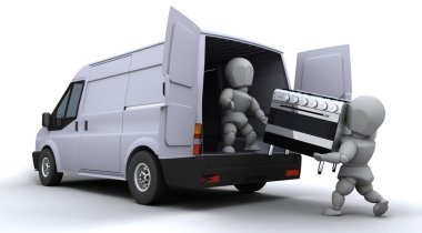 bir minibüs yükleme kaldırma erkekler