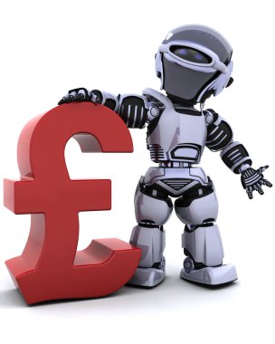 bir robot bir pound ile 3D render