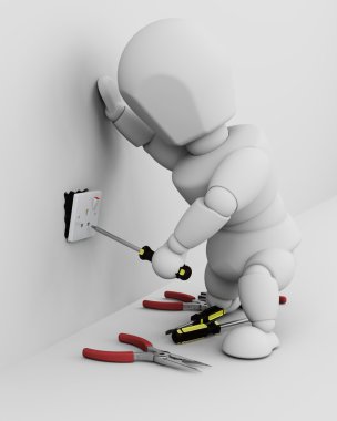 Elektrikçi elektrik soketi sığdırma