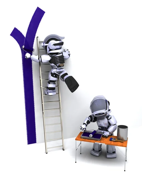 Robots decorating a wall — Stock Photo, Image