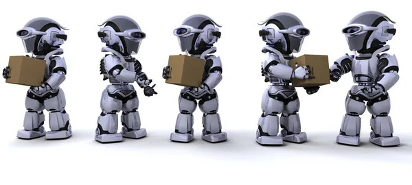 Robots verzending Verhuisdozen — Stockfoto