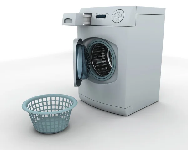 세탁기와 세탁 물 바구니 — 스톡 사진