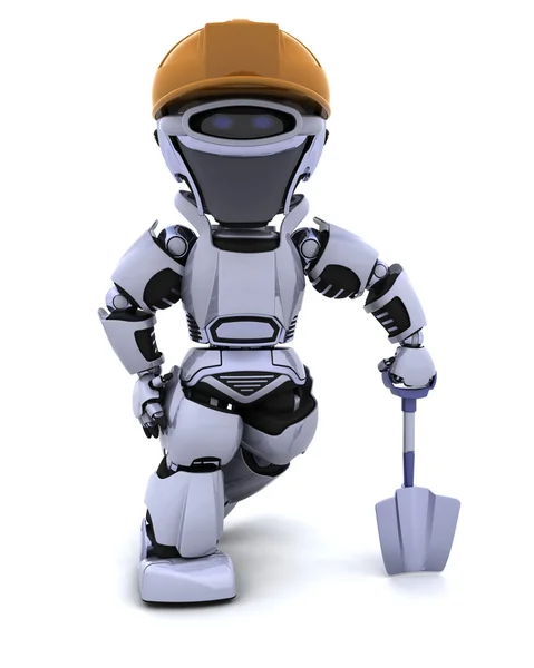 Bouw robot met spade — Stockfoto