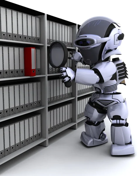 Robot filing documents — Stok fotoğraf