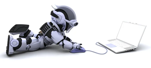 Robot bir bilgisayar ve fare — Stok fotoğraf