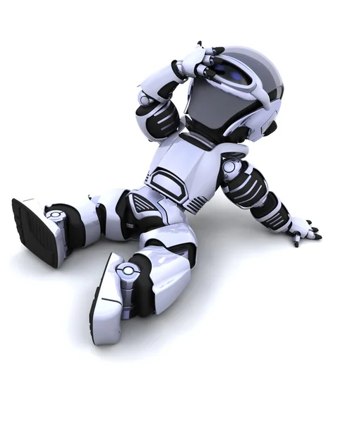 Söt robot cyborg vilar i solen — Stockfoto