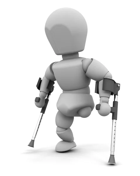 Amputee on crutches — Stock Photo, Image