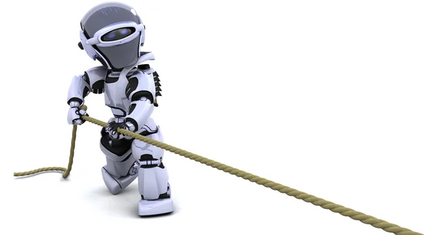 Robot tirando de una cuerda — Foto de Stock