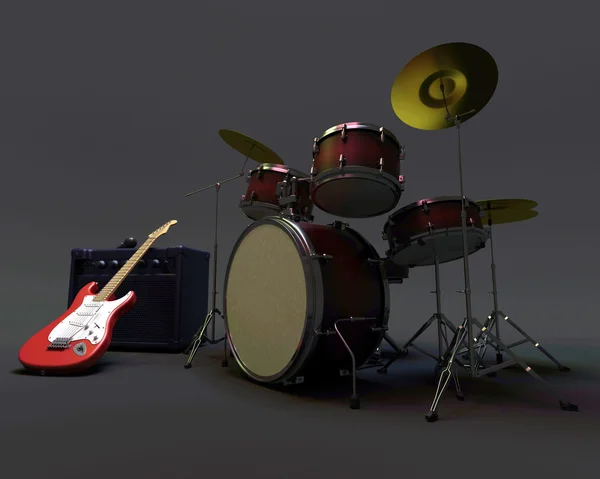 Bateria e guitarra — Fotografia de Stock