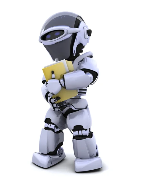 Robot with document folder — Stock Photo, Image