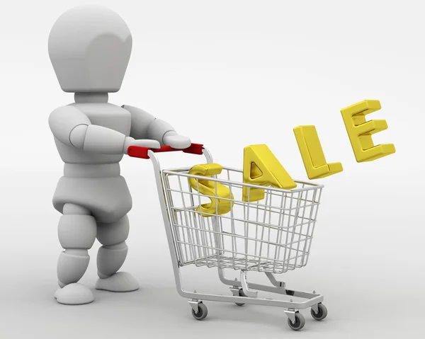 3D-gjengivelse av en mann som handler i salg – stockfoto